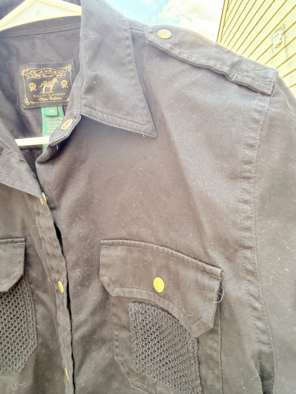 Ralph Lauren Black Utility Button-Down Shirt with Brass Snaps - Picture 12 of 16